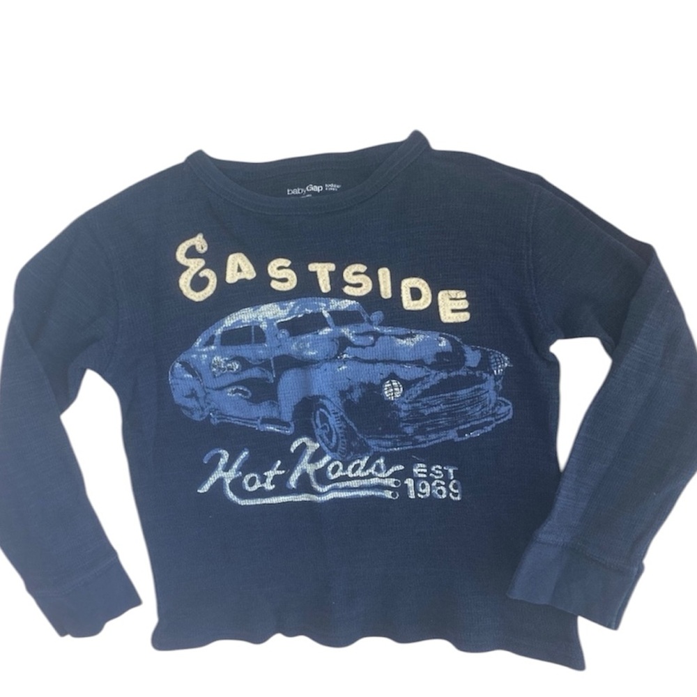 GAP Navy Hot Rod Long Sleeve Top Boys Sz. 4